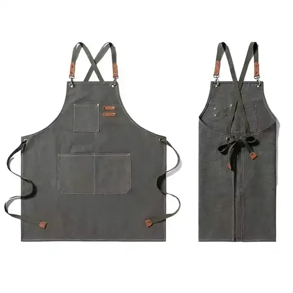 Leather Canvas Men Women Kitchen Restaurant Bar Aprons - Leather Canvas Men Women Kitchen Restaurant Bar Aprons - Image 2 of 5