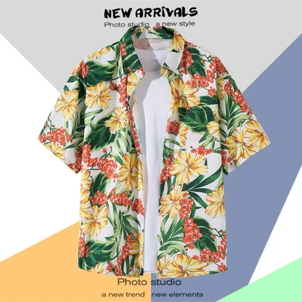 Graphic Short Sleeve Sublimation Men Hawaiian Shirts - Graphic Short Sleeve Sublimation Men Hawaiian Shirts - Image 3 of 4