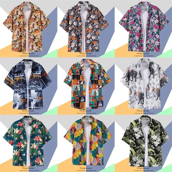 Graphic Short Sleeve Sublimation Men Hawaiian Shirts - Graphic Short Sleeve Sublimation Men Hawaiian Shirts - Image 2 of 4