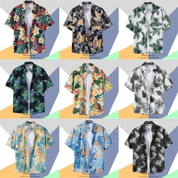 Graphic Short Sleeve Sublimation Men Hawaiian Shirts - Graphic Short Sleeve Sublimation Men Hawaiian Shirts - Image 1 of 4