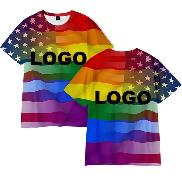 Custom Rainbow  Gay Pride Tees Casual Short Sleeve Tops - Custom Rainbow  Gay Pride Tees Casual Short Sleeve Tops - Image 0 of 2