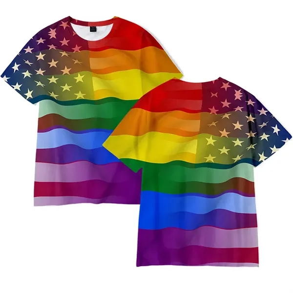 Custom Rainbow  Gay Pride Tees Casual Short Sleeve Tops - Custom Rainbow  Gay Pride Tees Casual Short Sleeve Tops - Image 1 of 2