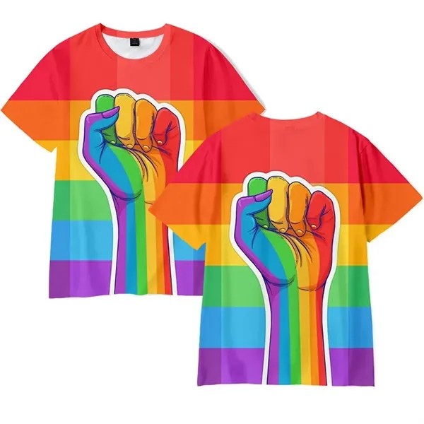 Custom Rainbow  Gay Pride Tees Casual Short Sleeve Tops - Custom Rainbow  Gay Pride Tees Casual Short Sleeve Tops - Image 2 of 2
