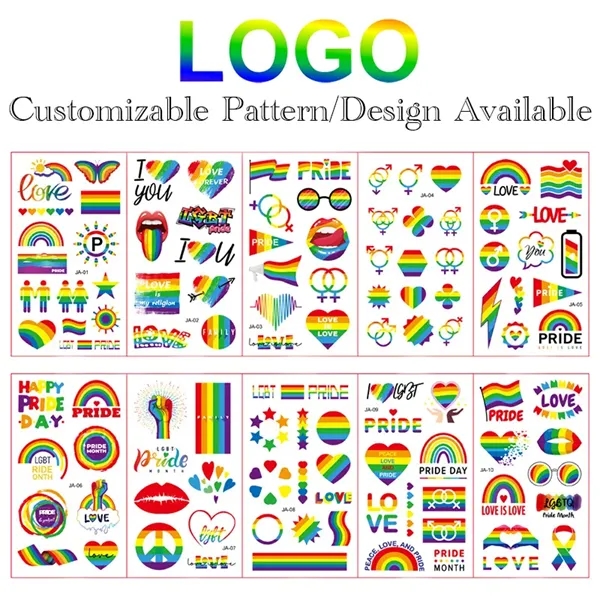 LGBT Rainbow Gay Pride Non-toxic Temporary Tattoo Stickers - LGBT Rainbow Gay Pride Non-toxic Temporary Tattoo Stickers - Image 0 of 3