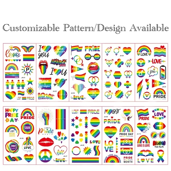 LGBT Rainbow Gay Pride Non-toxic Temporary Tattoo Stickers - LGBT Rainbow Gay Pride Non-toxic Temporary Tattoo Stickers - Image 1 of 3