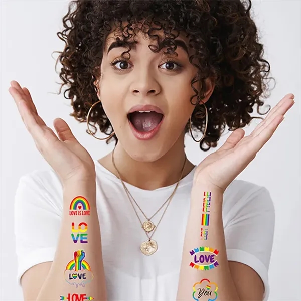 LGBT Rainbow Gay Pride Non-toxic Temporary Tattoo Stickers - LGBT Rainbow Gay Pride Non-toxic Temporary Tattoo Stickers - Image 3 of 3
