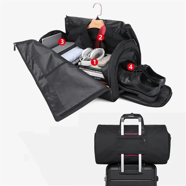 Convertible Garment Travel Duffel Bag with Shoe Compartment - Convertible Garment Travel Duffel Bag with Shoe Compartment - Image 3 of 5