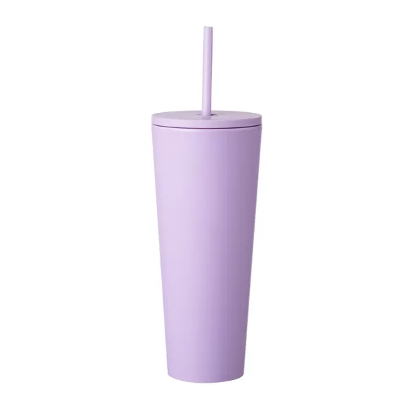 Double Wall Plastic Tumbler with Straw, 24 oz. - Double Wall Plastic Tumbler with Straw, 24 oz. - Image 3 of 7