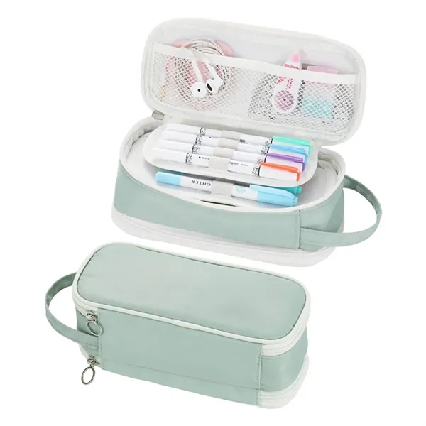 Big Capacity Zipper Pencil Case Aesthetic Pen Bag Pouch - Big Capacity Zipper Pencil Case Aesthetic Pen Bag Pouch - Image 2 of 4