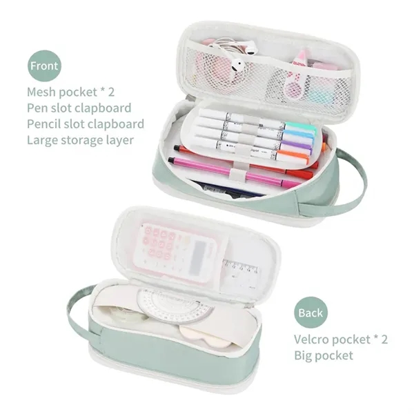 Big Capacity Zipper Pencil Case Aesthetic Pen Bag Pouch - Big Capacity Zipper Pencil Case Aesthetic Pen Bag Pouch - Image 3 of 4