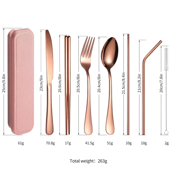 Portable Utensils Set with Case Stainless Steel Reusable - Portable Utensils Set with Case Stainless Steel Reusable - Image 1 of 4