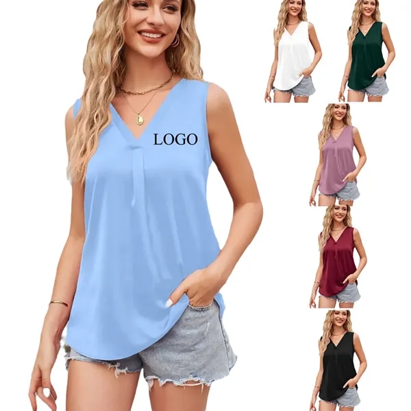 Women's Summer Sleeveless Tunic Casual T-Shirt - Women's Summer Sleeveless Tunic Casual T-Shirt - Image 0 of 6