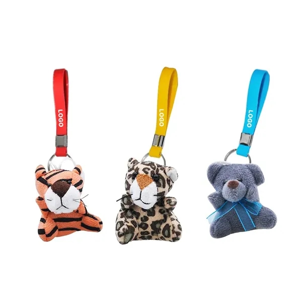Silicone Wristband Keychain with a Plush Toy Charm - Silicone Wristband Keychain with a Plush Toy Charm - Image 0 of 2