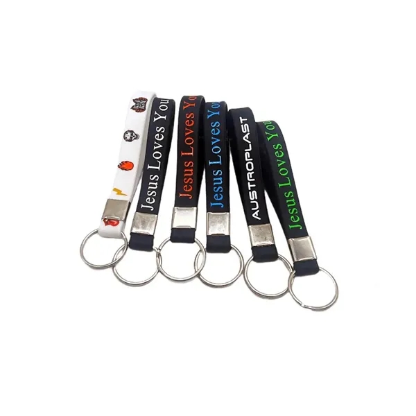 Silicone Wristband Keychain with a Plush Toy Charm - Silicone Wristband Keychain with a Plush Toy Charm - Image 2 of 2