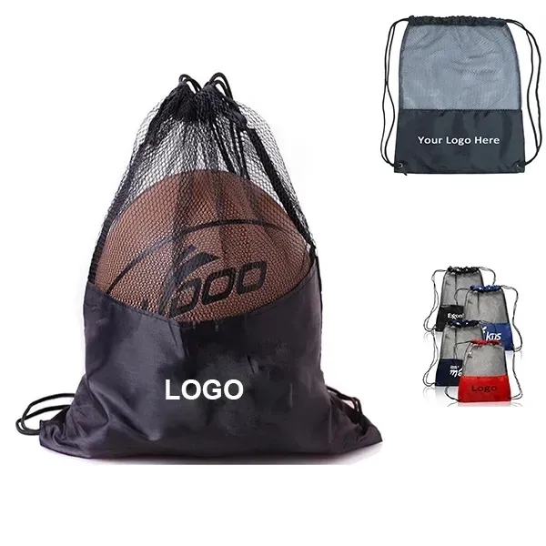 Mesh Sports Pack, Ball Drawstring Backpacks - Mesh Sports Pack, Ball Drawstring Backpacks - Image 4 of 4