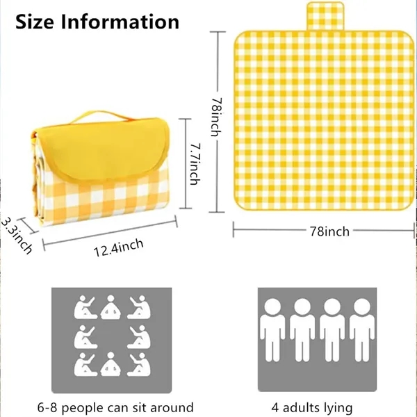 80"x 80" Picnic Blanket Beach Mat Foldable - 80"x 80" Picnic Blanket Beach Mat Foldable - Image 10 of 12