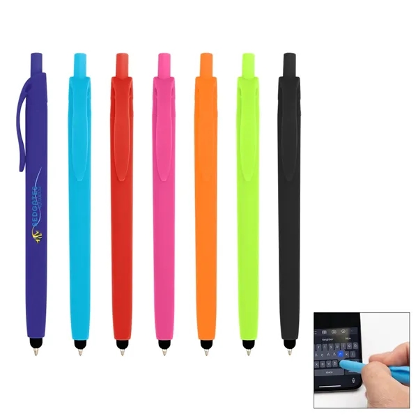 Zinnia Rubberized Pen With Stylus - Zinnia Rubberized Pen With Stylus - Image 0 of 19