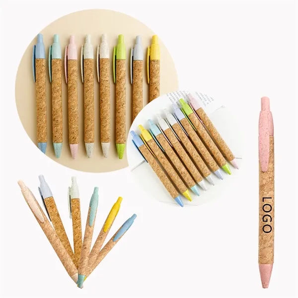 Biodegradable Eco-Friendly Wheat Straw Cork Press Pen - Biodegradable Eco-Friendly Wheat Straw Cork Press Pen - Image 0 of 1