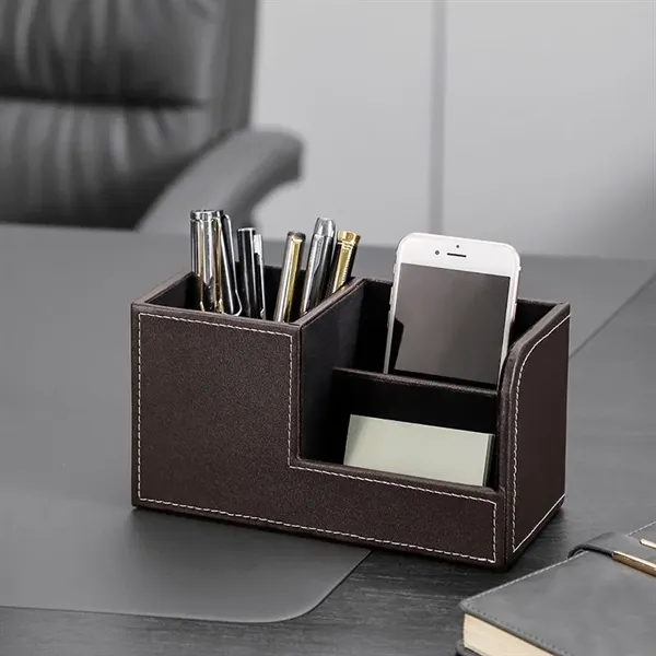 PU Leather Desk Organizer Office Supplies - PU Leather Desk Organizer Office Supplies - Image 3 of 4