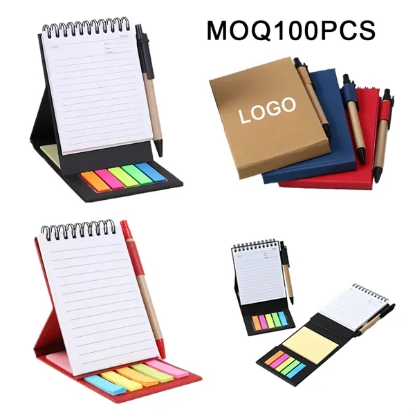 Kraft Spiral Notebook Kit Notepad & Pen Set with Sticky Note - Kraft Spiral Notebook Kit Notepad & Pen Set with Sticky Note - Image 0 of 2