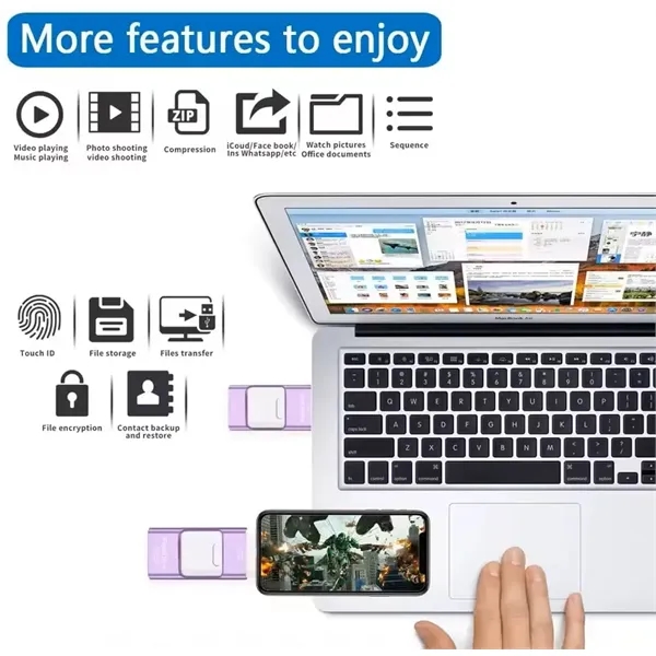 64GB 3 In 1 OTG USB Flash Drive For Phone Android Computer - 64GB 3 In 1 OTG USB Flash Drive For Phone Android Computer - Image 4 of 14