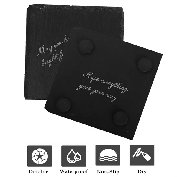 50 MOQ Square Natural Slate Coaster - 50 MOQ Square Natural Slate Coaster - Image 1 of 2