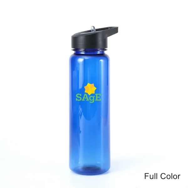 24oz Plastic Water Bottle With Flip Top Cap And Straw - 24oz Plastic Water Bottle With Flip Top Cap And Straw - Image 1 of 16