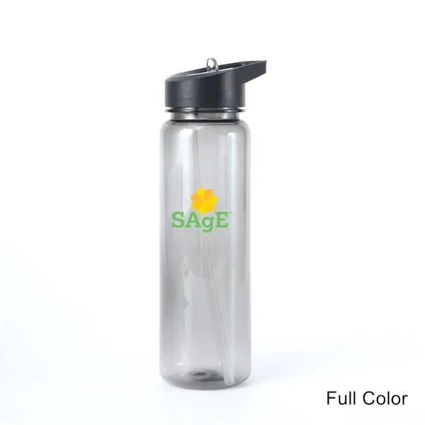 24oz Plastic Water Bottle With Flip Top Cap And Straw - 24oz Plastic Water Bottle With Flip Top Cap And Straw - Image 3 of 16