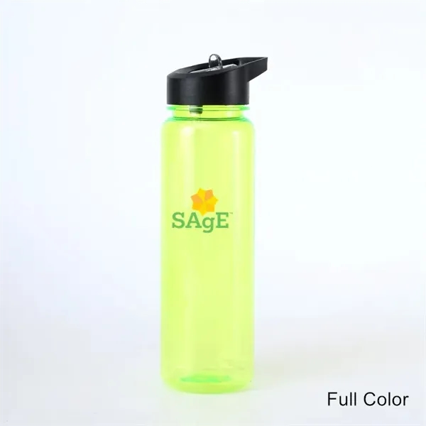 24oz Plastic Water Bottle With Flip Top Cap And Straw - 24oz Plastic Water Bottle With Flip Top Cap And Straw - Image 4 of 16