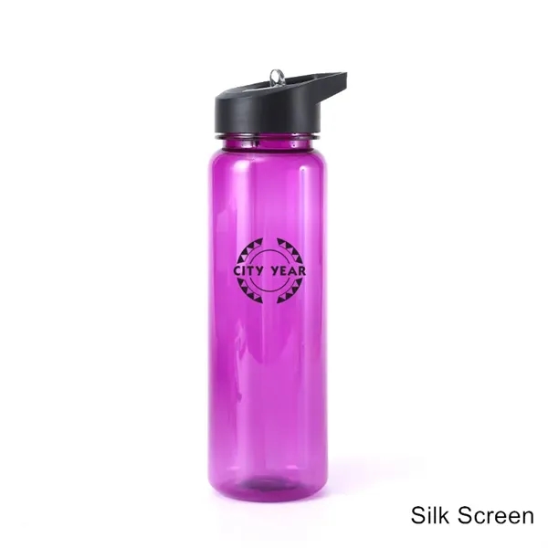 24oz Plastic Water Bottle With Flip Top Cap And Straw - 24oz Plastic Water Bottle With Flip Top Cap And Straw - Image 5 of 16