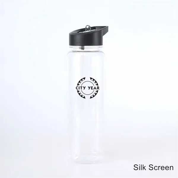 24oz Plastic Water Bottle With Flip Top Cap And Straw - 24oz Plastic Water Bottle With Flip Top Cap And Straw - Image 7 of 16