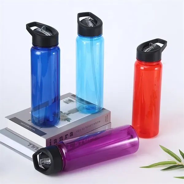 24oz Plastic Water Bottle With Flip Top Cap And Straw - 24oz Plastic Water Bottle With Flip Top Cap And Straw - Image 9 of 16