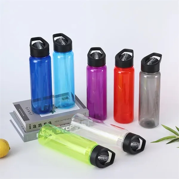 24oz Plastic Water Bottle With Flip Top Cap And Straw - 24oz Plastic Water Bottle With Flip Top Cap And Straw - Image 13 of 16