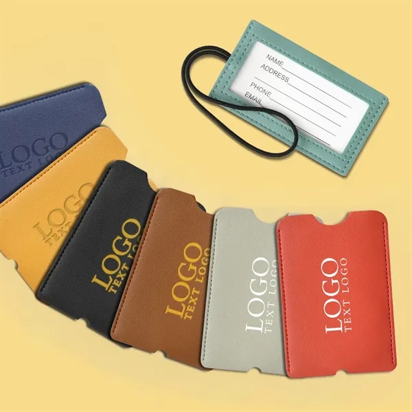 Vegan Leather Luggage Tag with Loop Strap - Vegan Leather Luggage Tag with Loop Strap - Image 0 of 27