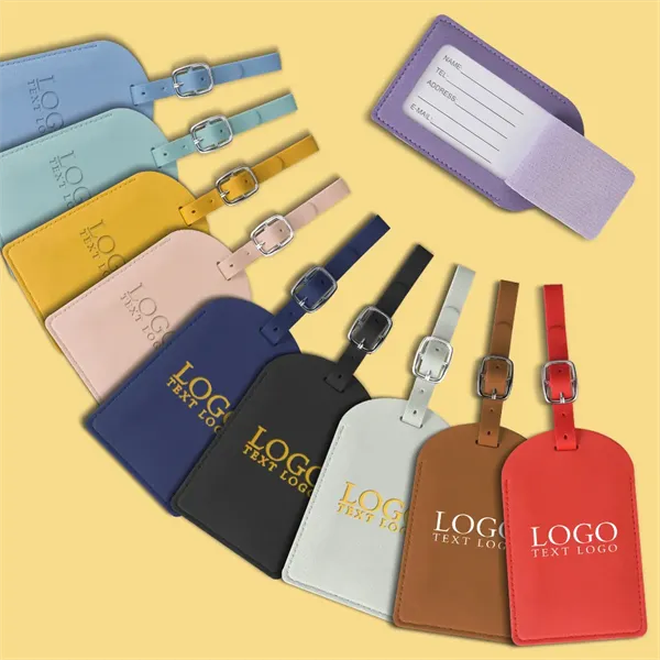 Vegan Leather Luggage Tags With Logo - Vegan Leather Luggage Tags With Logo - Image 0 of 27