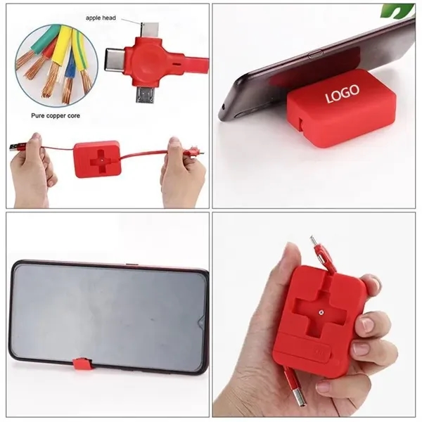 4 In 1 Multiple Retractable Charging Cable With Phone Stand - 4 In 1 Multiple Retractable Charging Cable With Phone Stand - Image 4 of 5