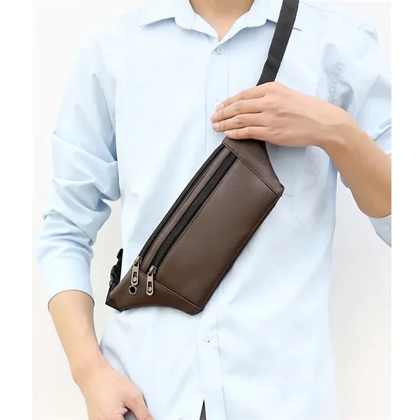 PU Leather Waist Bag Travel Cross body Waist Fanny Bum Pouch - PU Leather Waist Bag Travel Cross body Waist Fanny Bum Pouch - Image 4 of 5