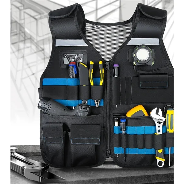 Multi-Pocket Tool Vest Reflective Hardware Safety Clothes - Multi-Pocket Tool Vest Reflective Hardware Safety Clothes - Image 2 of 2