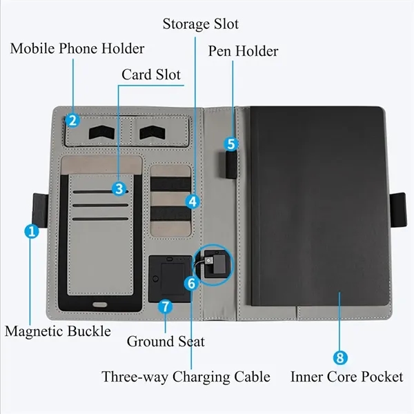 Wireless Charging Organizer With Notebook - Wireless Charging Organizer With Notebook - Image 2 of 5