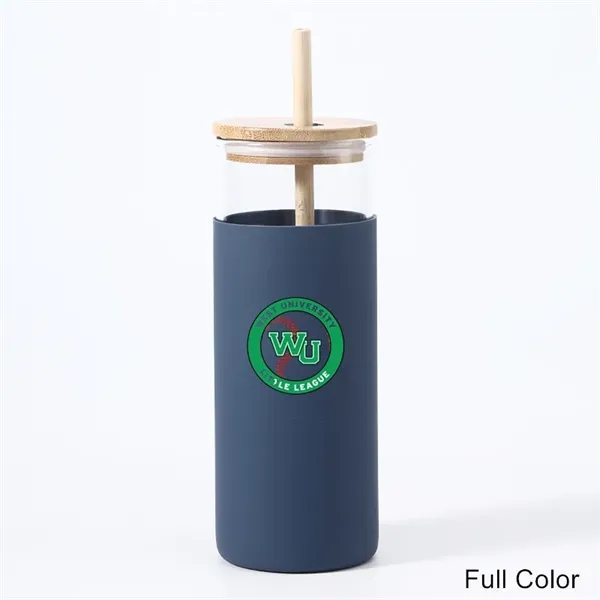 17 oz 20 oz Glass Drinking Cup with Wooden Lid and Straw - 17 oz 20 oz Glass Drinking Cup with Wooden Lid and Straw - Image 4 of 30