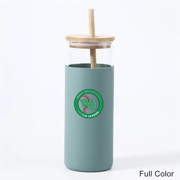 17 oz 20 oz Glass Drinking Cup with Wooden Lid and Straw - 17 oz 20 oz Glass Drinking Cup with Wooden Lid and Straw - Image 7 of 30
