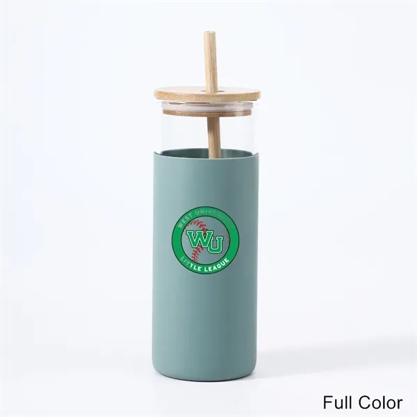 17 oz 20 oz Glass Drinking Cup with Wooden Lid and Straw - 17 oz 20 oz Glass Drinking Cup with Wooden Lid and Straw - Image 8 of 30