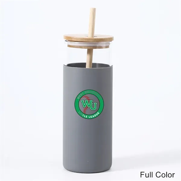 17 oz 20 oz Glass Drinking Cup with Wooden Lid and Straw - 17 oz 20 oz Glass Drinking Cup with Wooden Lid and Straw - Image 10 of 30