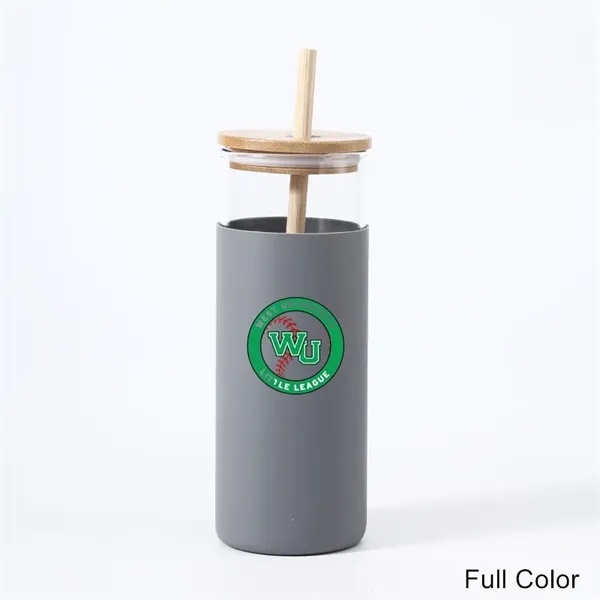 17 oz 20 oz Glass Drinking Cup with Wooden Lid and Straw - 17 oz 20 oz Glass Drinking Cup with Wooden Lid and Straw - Image 11 of 30