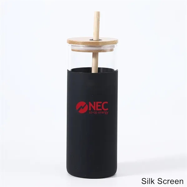 17 oz 20 oz Glass Drinking Cup with Wooden Lid and Straw - 17 oz 20 oz Glass Drinking Cup with Wooden Lid and Straw - Image 13 of 30