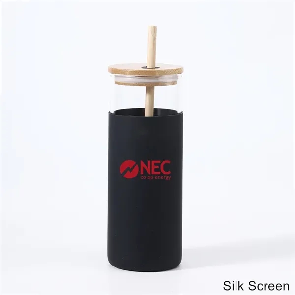 17 oz 20 oz Glass Drinking Cup with Wooden Lid and Straw - 17 oz 20 oz Glass Drinking Cup with Wooden Lid and Straw - Image 14 of 30