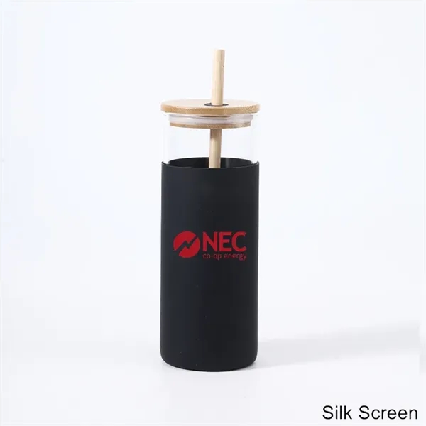 17 oz 20 oz Glass Drinking Cup with Wooden Lid and Straw - 17 oz 20 oz Glass Drinking Cup with Wooden Lid and Straw - Image 15 of 30