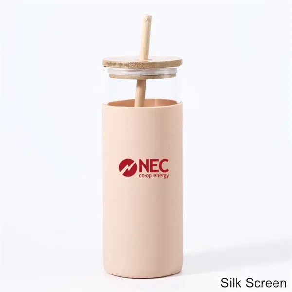 17 oz 20 oz Glass Drinking Cup with Wooden Lid and Straw - 17 oz 20 oz Glass Drinking Cup with Wooden Lid and Straw - Image 16 of 30