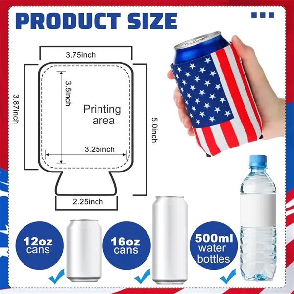 4th of July American US Flag Beer Can Coolers - 4th of July American US Flag Beer Can Coolers - Image 1 of 1
