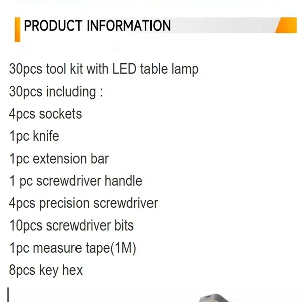 Multi Functional Led Table Lamp With Hand Tools Set - Multi Functional Led Table Lamp With Hand Tools Set - Image 1 of 7
